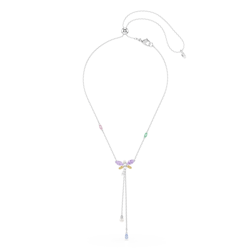 ariana grande x swarovski y necklace  mixed cuts  dragonfly  multicolored  rhodium plated