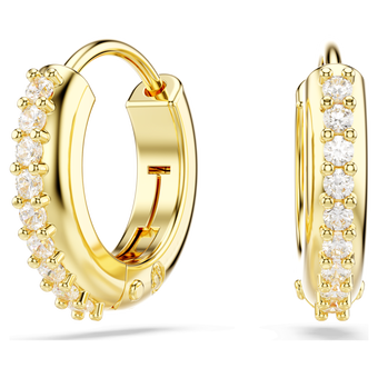swarovski matrix hoop earrings  round cut  white  gold tone plated