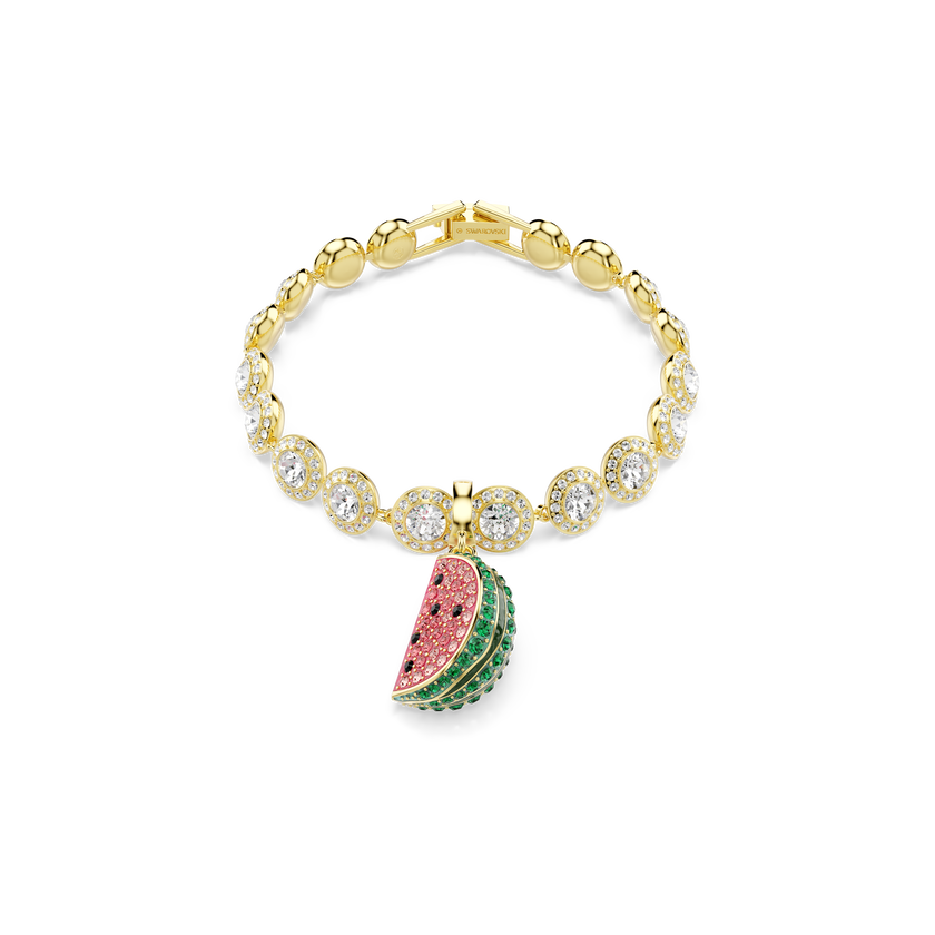 swarovski idyllia charm  mixed cuts  watermelon  multicolored  gold tone plated