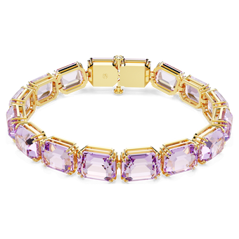 swarovski millenia tennis bracelet  octagon cut  purple  gold tone plated