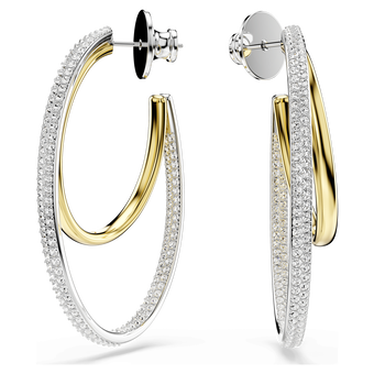 swarovski hyperbola hoop earrings  round cut  medium  white  mixed metal finish