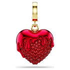 swarovski idyllia charm  round cut  heart  red  gold tone plated