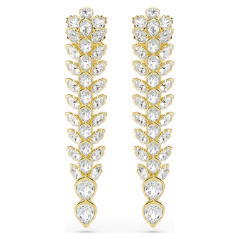 swarovski idyllia drop earrings  mixed cuts  long  white  gold tone plated