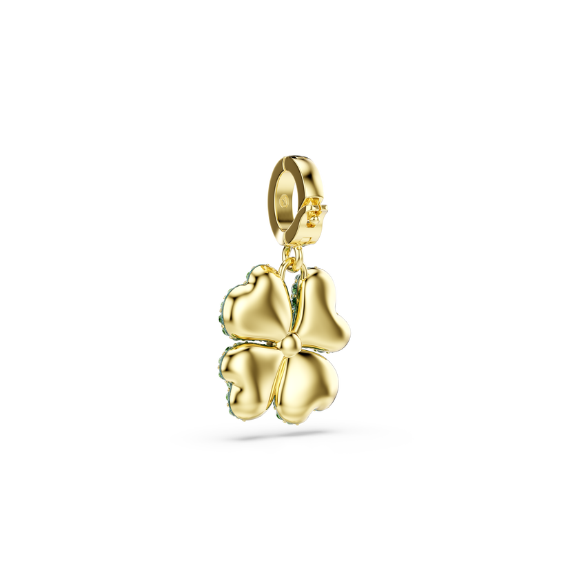 swarovski idyllia charm  clover  green  gold tone plated