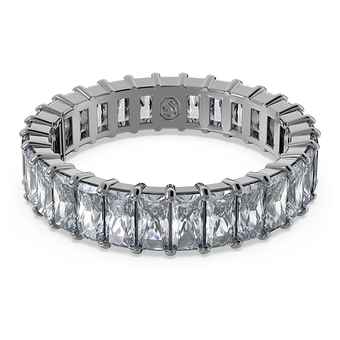 swarovski matrix ring  baguette cut  gray  ruthenium plated