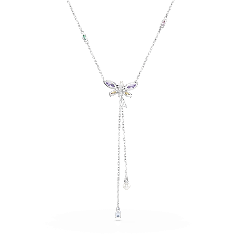 ariana grande x swarovski y necklace  mixed cuts  dragonfly  multicolored  rhodium plated